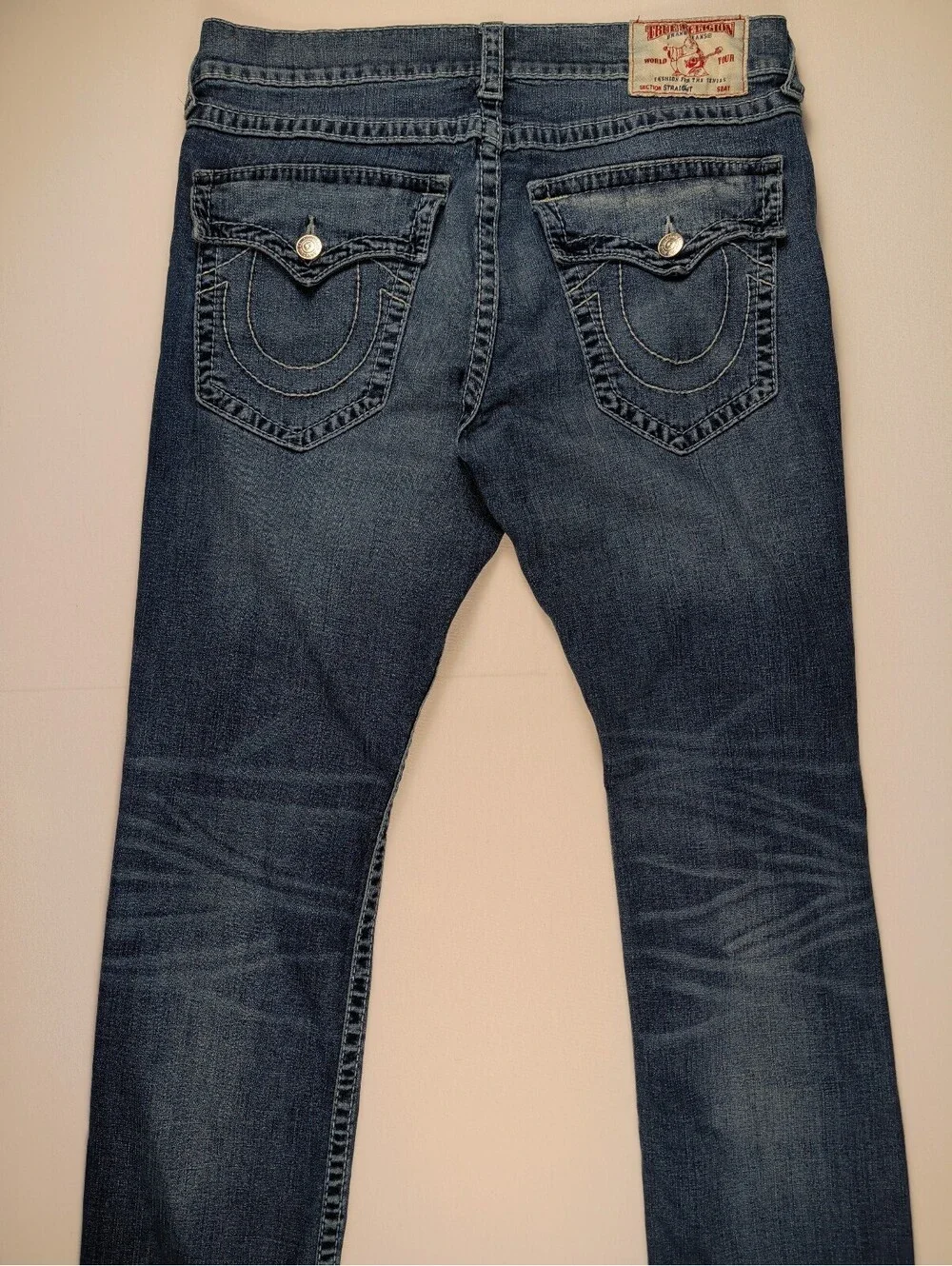 True Religion Section Straight Leg Jeans Light Wash Flap Pocket (36)